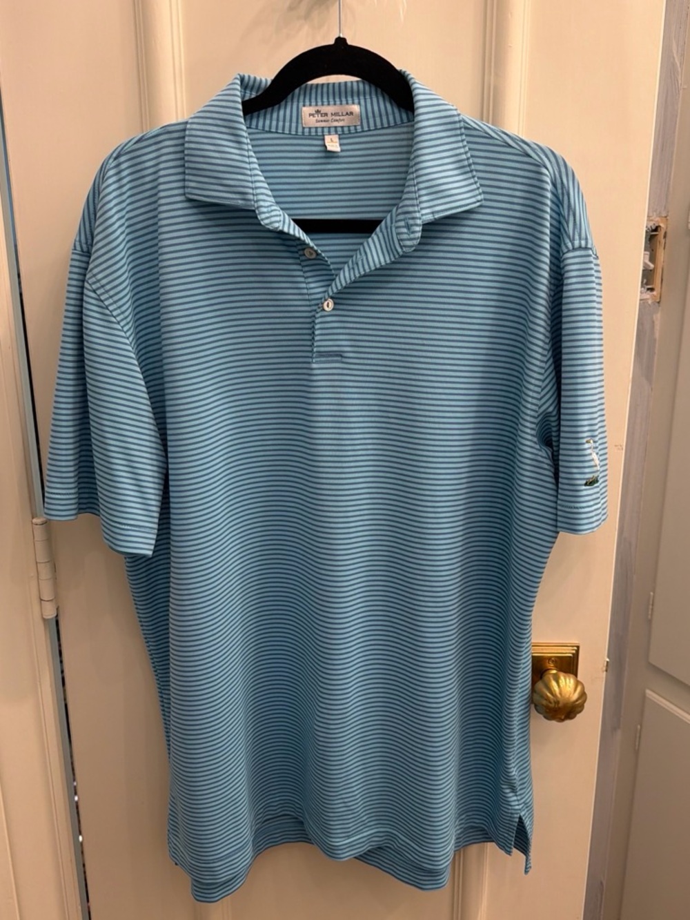 Peter Millar Blue Striped Short-Sleeve Polo